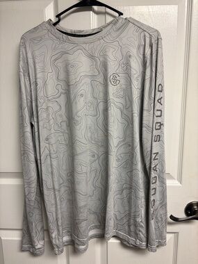 google Light Gray Long-Sleeve Performance Shirt with Topographic Print